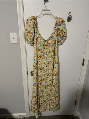 Astr Floral Maxi Dress in Cream, Blue, Green and Brown